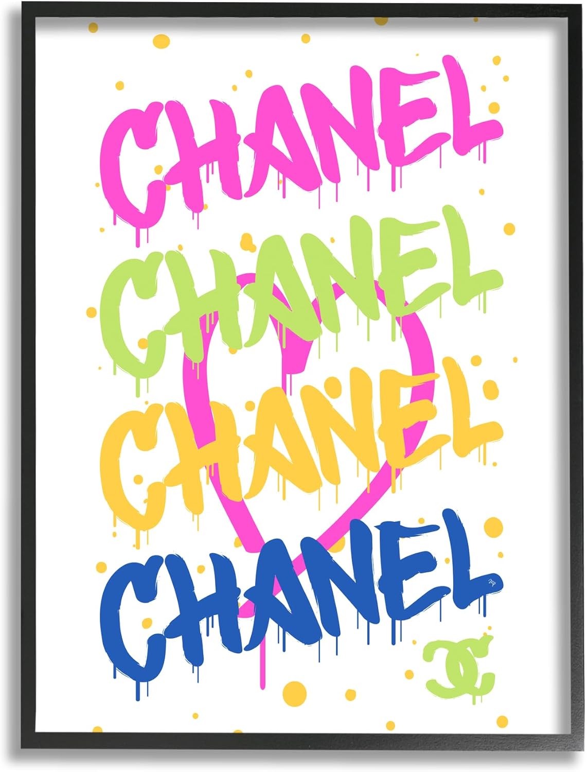 Stupell Industries Glam Graffiti Splatter Black Framed Giclee Art Design by Martina Illustration