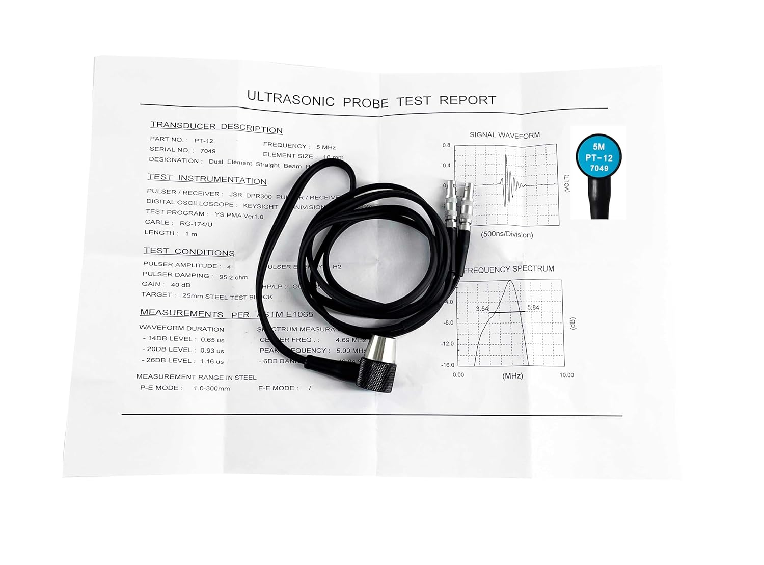 Ultrasonic Thickness Gauge Probe PT12 Sensor Dual Element Transducer Frequency 5MHz Range 1.00-150mm Crystal Diameter 10mm for Internal Defect Inspection of Metal Parts