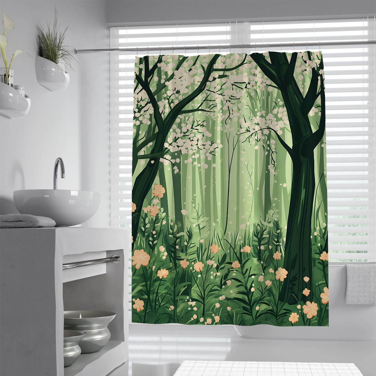 Rideau Douche Art Nature forêt Verdure Vintage W220xL180 cm