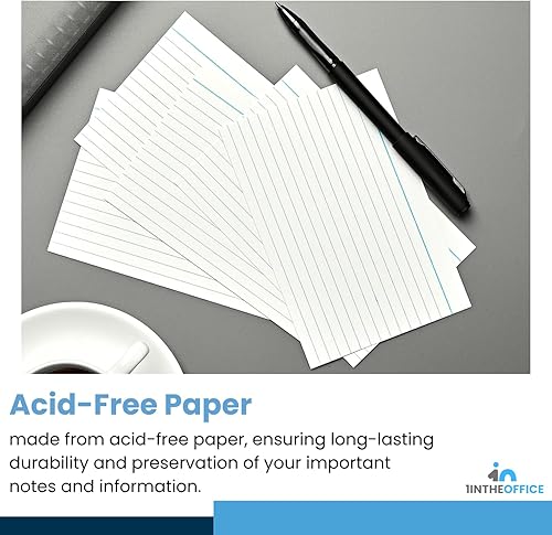 Miniatura 4 de 1InTheOffice Index Cards 4 x 6, tarjetas de índice con rayas, color blanco, 100 piezas, paquete de 4