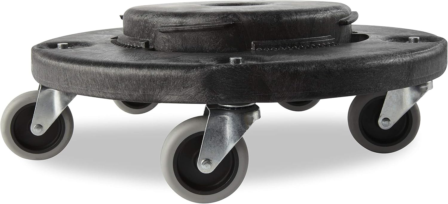 Rubbermaid Commercial Products Brute Twist on/Off Round Dolly, Black, Use with BRUTE Trash Can, Pack of 2