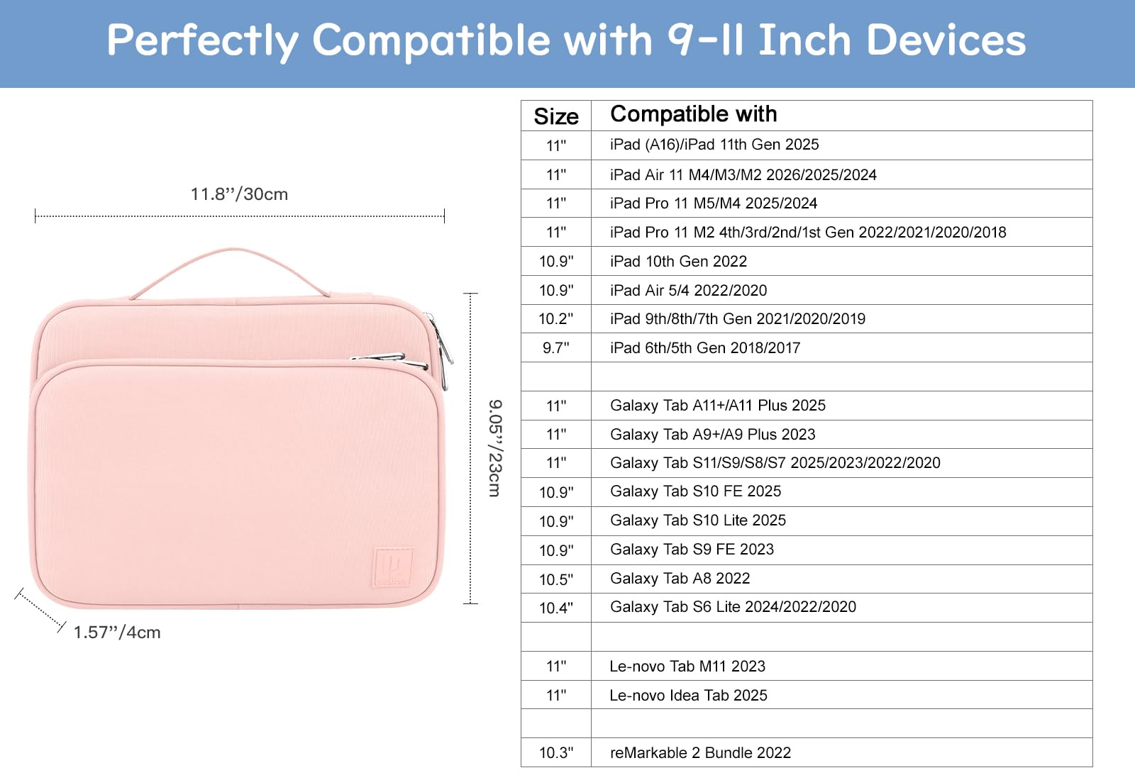 Dadanism 9-11 Inch Tablet Sleeve Carrying Case with Handle & Multi-Pocket