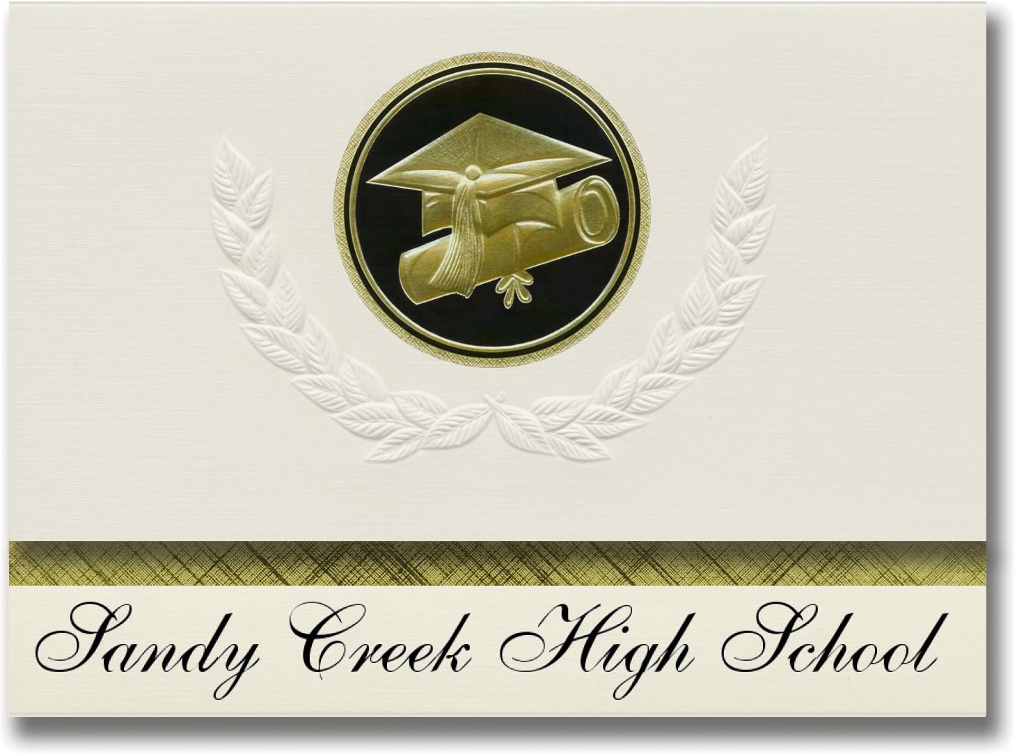 Sandy Creek High School (Tyrone, GA) Graduation Announcements, Presidential style, Basic package of 25 Cap & Diploma Seal. Black & Gold.