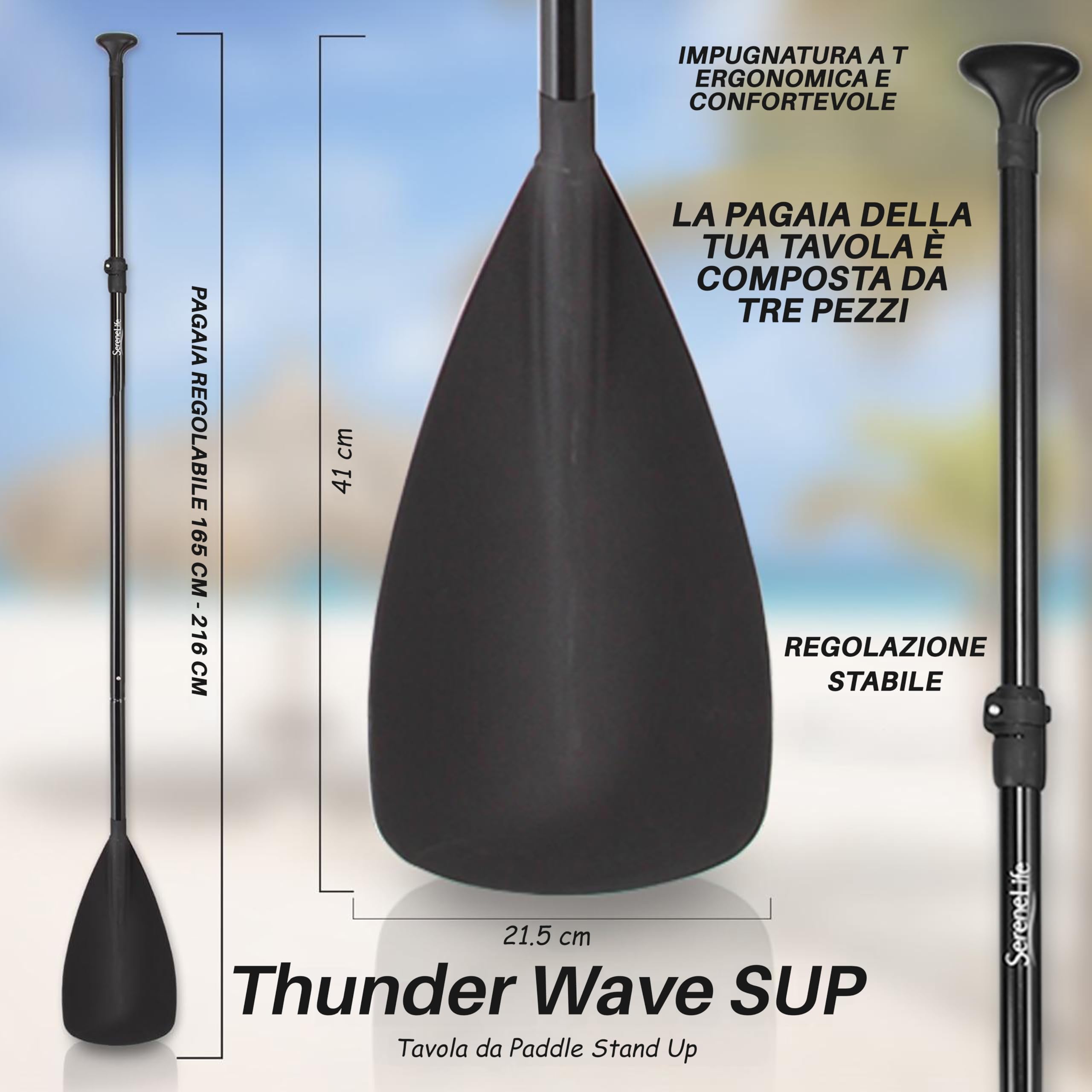 SereneLife Stand Up Paddle-Board Adjustable Paddle - Adjustable Water Paddle Oar for SLSUPB105 Free-Flow Inflatable SUP Stand Up Water Paddle-Board -