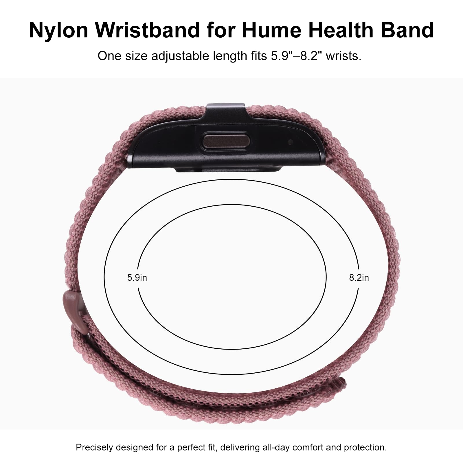 ZOOROO Nylon Loop Sport Replacement Bands Compatible with Hume Health Band, Soft Breathable Adjustable Wrist Band for Hume Band Replacement Strap Wristband for Fitness Tracker Women Men — view 4
