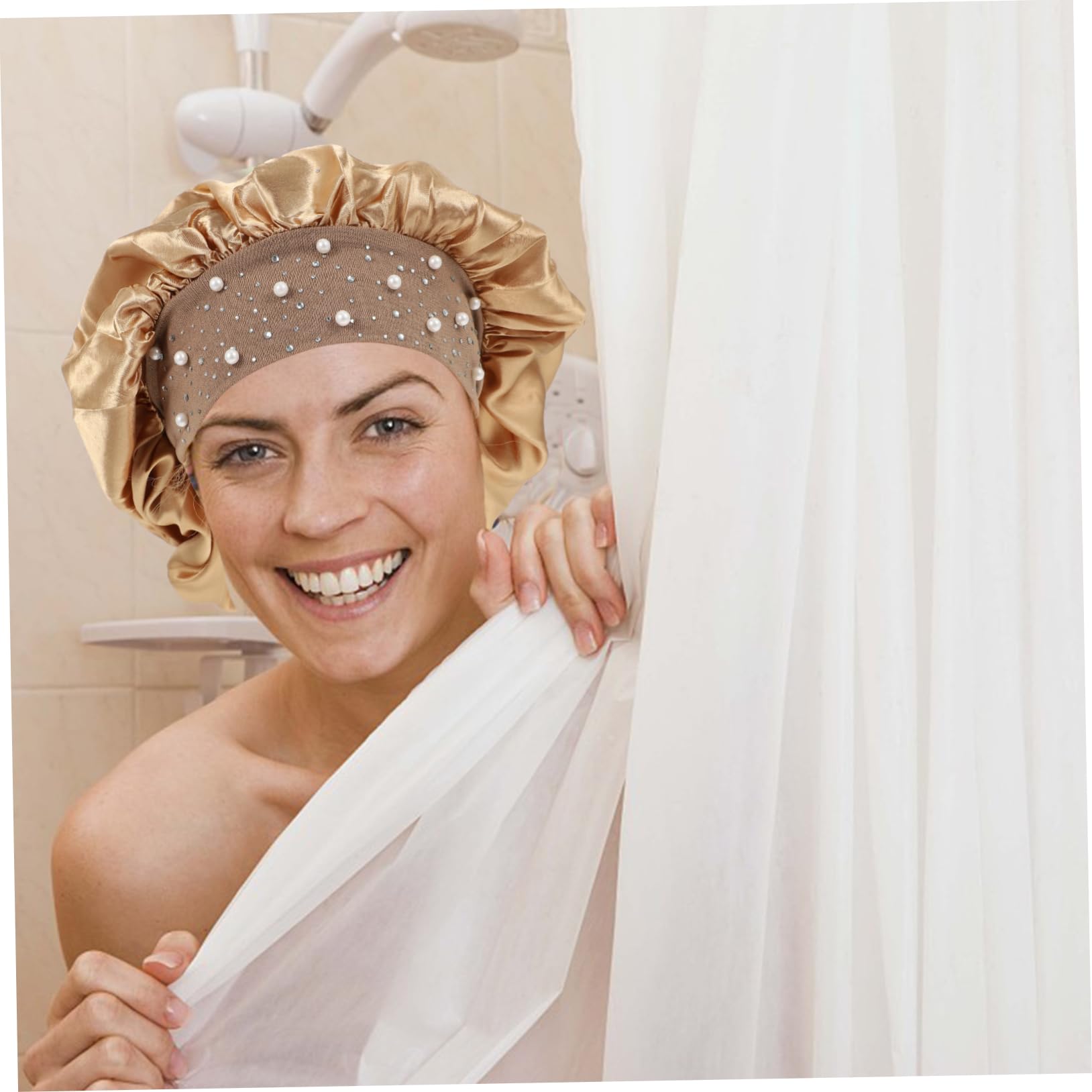 Healeved 6piezas Gorros De Impermeables De Poliéster Para Uso Casa Protección Efectiva Del Cabello Baño Diseño Atractivo y Funcional Para Maquillaje y Limpieza