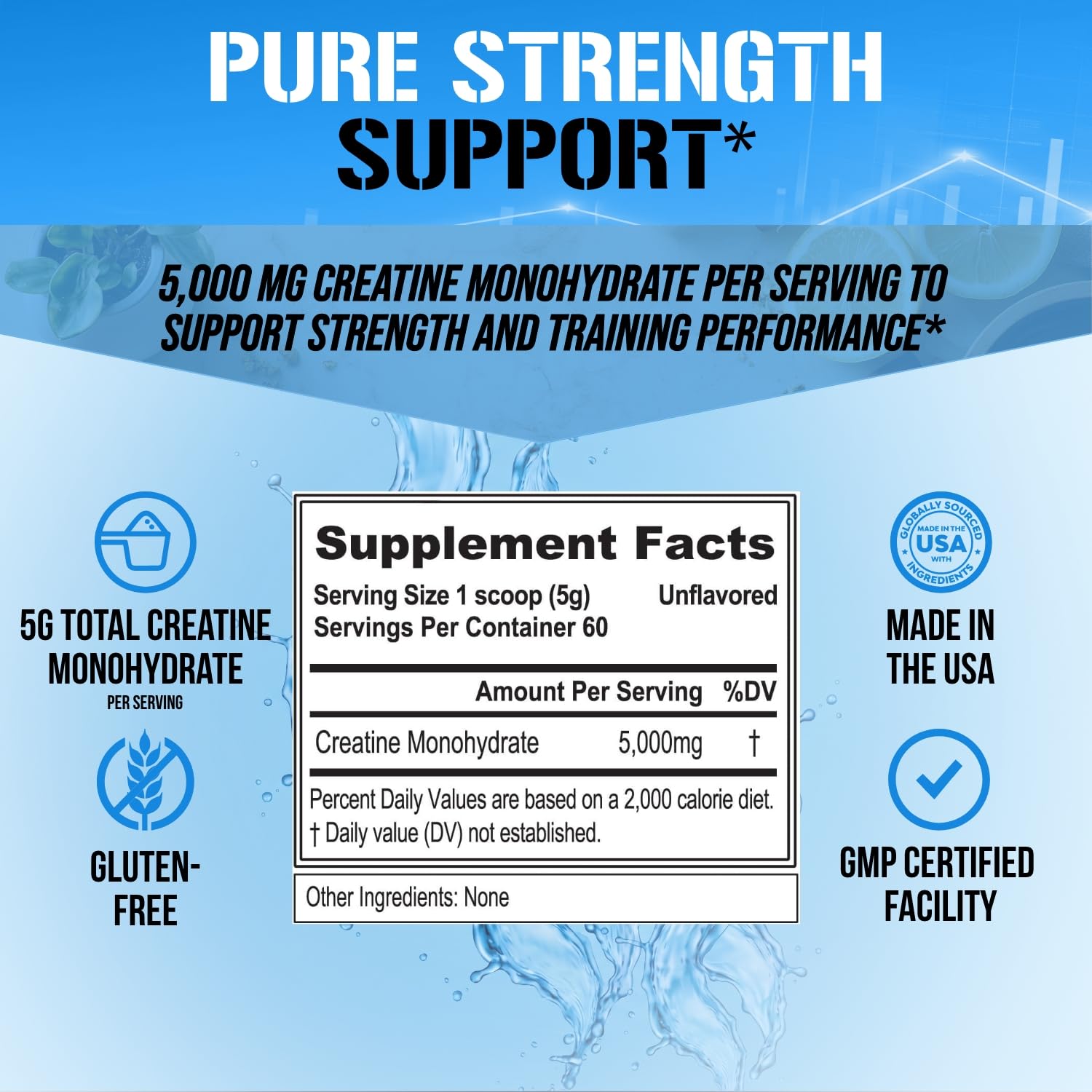 EVL Creatine 5000 - Pure Creatine Monohydrate - 60 Servings - Unflavored — Amazon image 5
