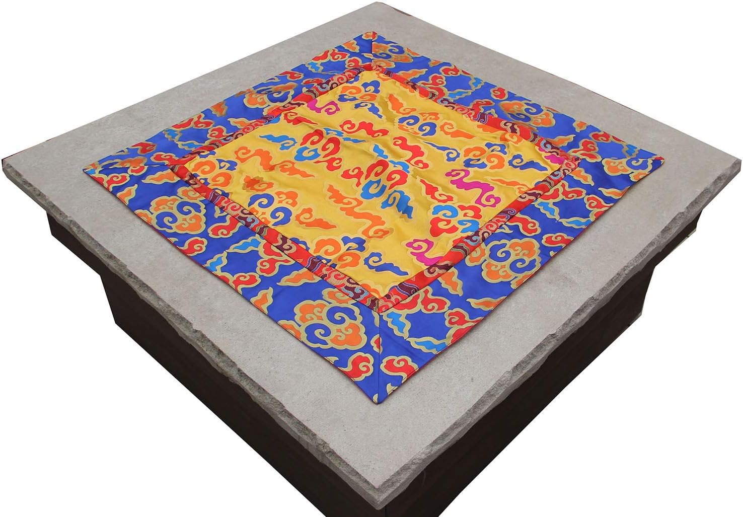 DharmaObjects Tibetan Cloud Silk Brocade Table Runner/Shrine Cover/Altar Cloth/Table Cover (34 X 34 Inches)