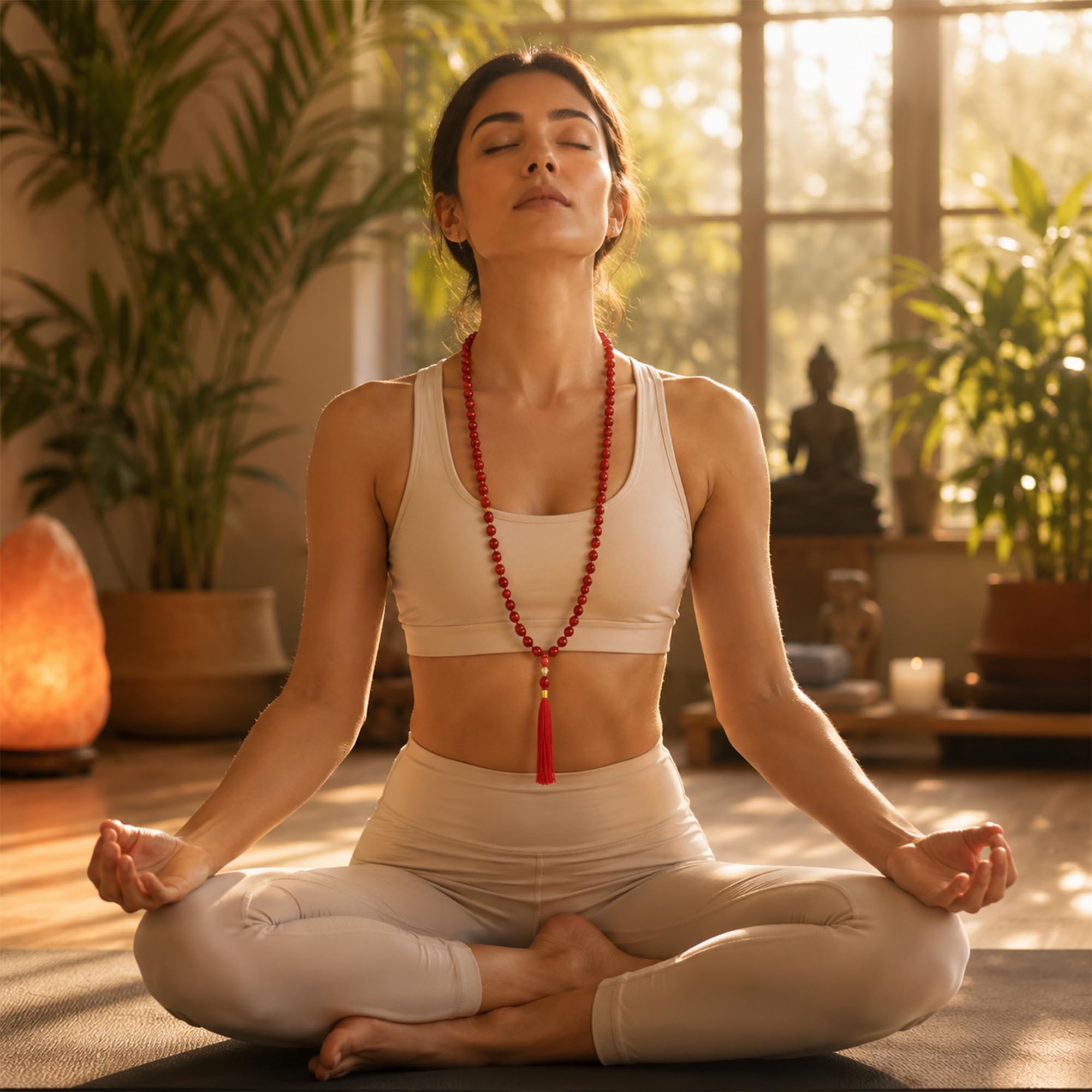 REBUY Carnelian Mala Crystal Healing Stone Mala 108+1 Prayer Beads For Men and Women, Bead Size 8 mm 4
