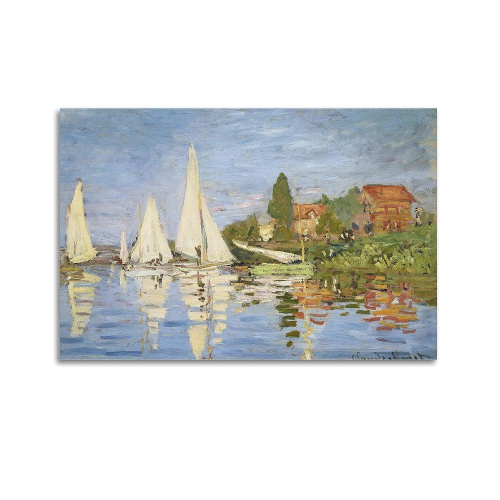 Kangzeng Unframe-Style Claude Monet Painter Works (Regatta At Argenteuil) Art Posters Picture Canvas Wall Paint Arts Decor Modern Home Artworks 24X36inch(60X90cm)