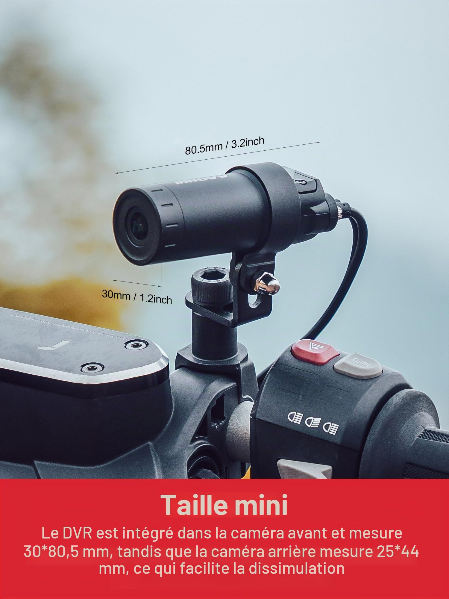 INNOVV K6 Caméra de Tableau de Bord Double Canal QHD 2K + 1080p IP67 étanche avec Wi-FI, Ange doré à 120°, détection accéléromètre, Prise en Charge 256 Go (Carte SD Non Incluse)