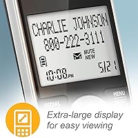 Vista 5 de AT&T CL84207 DECT 6.0 Teléfono con cable de 2 teléfonos para el hogar con largo alcance, contestador, bloqueo de llamadas, locutor de identificación