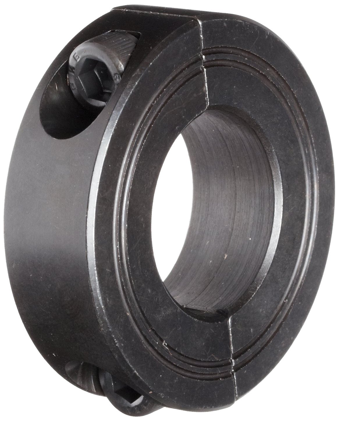 M2C-26 Black Oxide Plated Steel Two-Piece Clamping Collar, Metric, 26mm Bore Size, 48mm Outside Diameter, M6 x 16mm Set Screw
