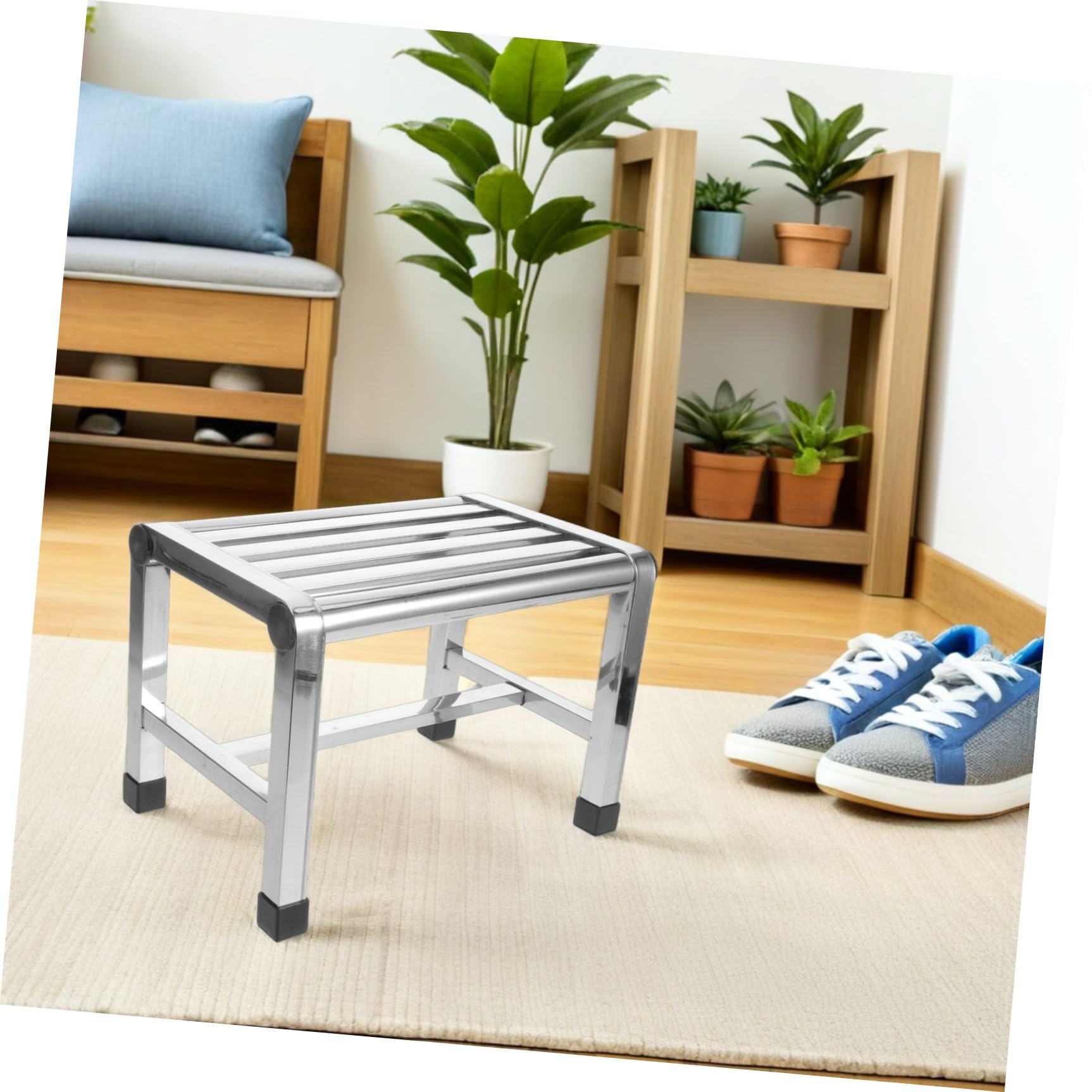 Baluue Taburete de Ducha de Acero Inoxidable Antideslizante, Banco de Baño Ligero y Resistente para Personas Mayores, Adecuado para SPA y Habitaciones de Lavandería