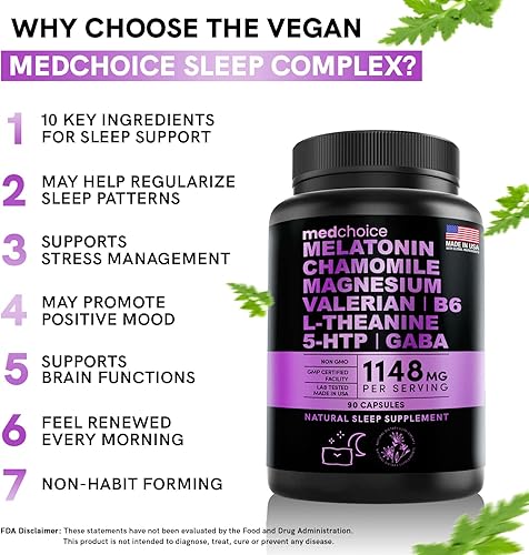 Miniatura 2 de MEDCHOICE Paquete de suplemento de melatonina para dormir (90 unidades) y cerebro nootrópico (60 unidades) - Dúo de bienestar para dormir, cerebro,