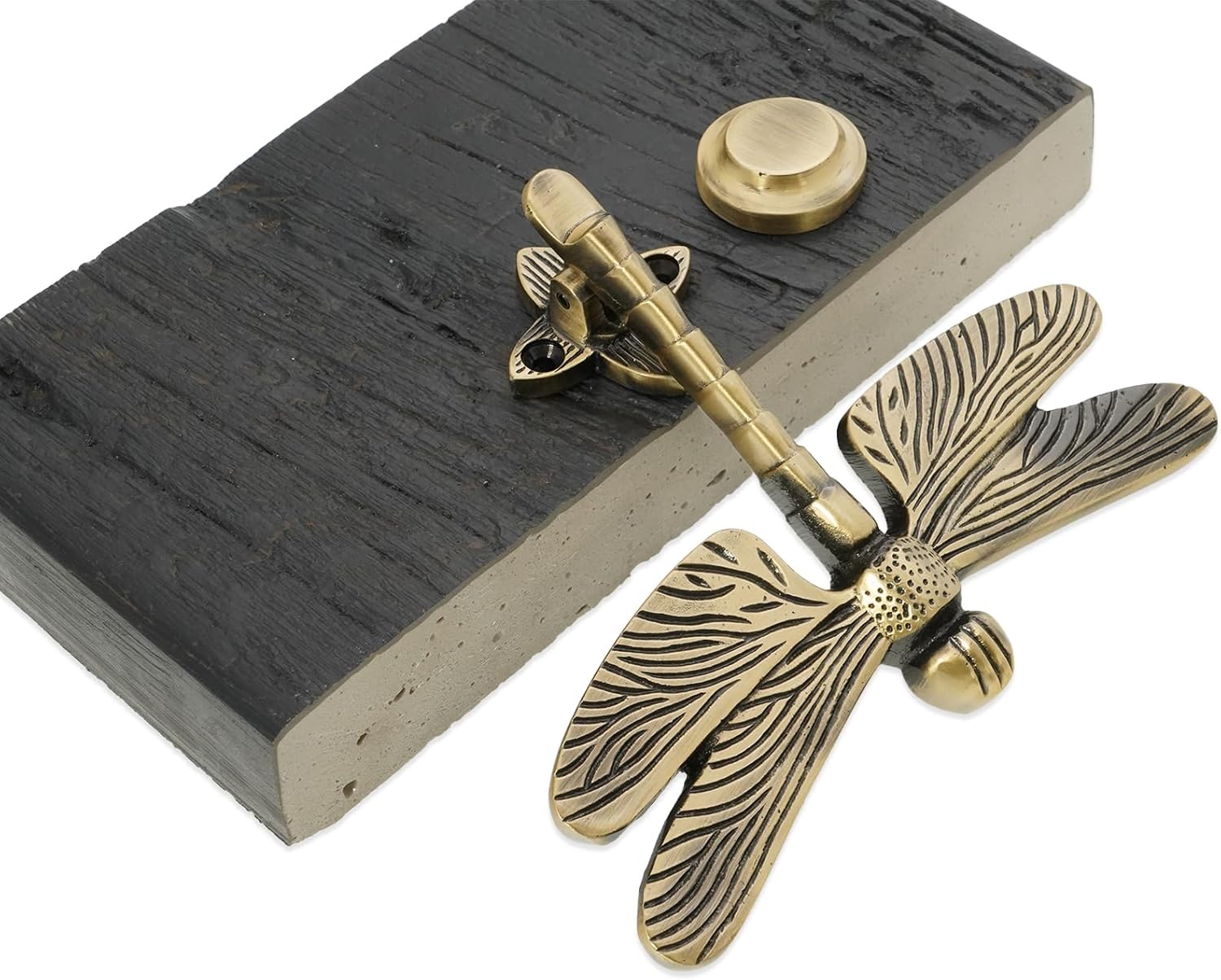 Infinity Decor Solid Brass Dragonfly Shaped Door Knocker in Antique Brass Finish – Vintage Hand Door Knocker for Entrance Front Door Furniture