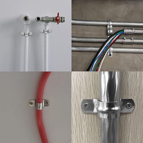 Miniatura 6 de 10 abrazaderas de conducto M50 (2 pulgadas), correa de acero inoxidable con dos agujeros, soporte en U, tira de tubo rígida, abrazadera de cable