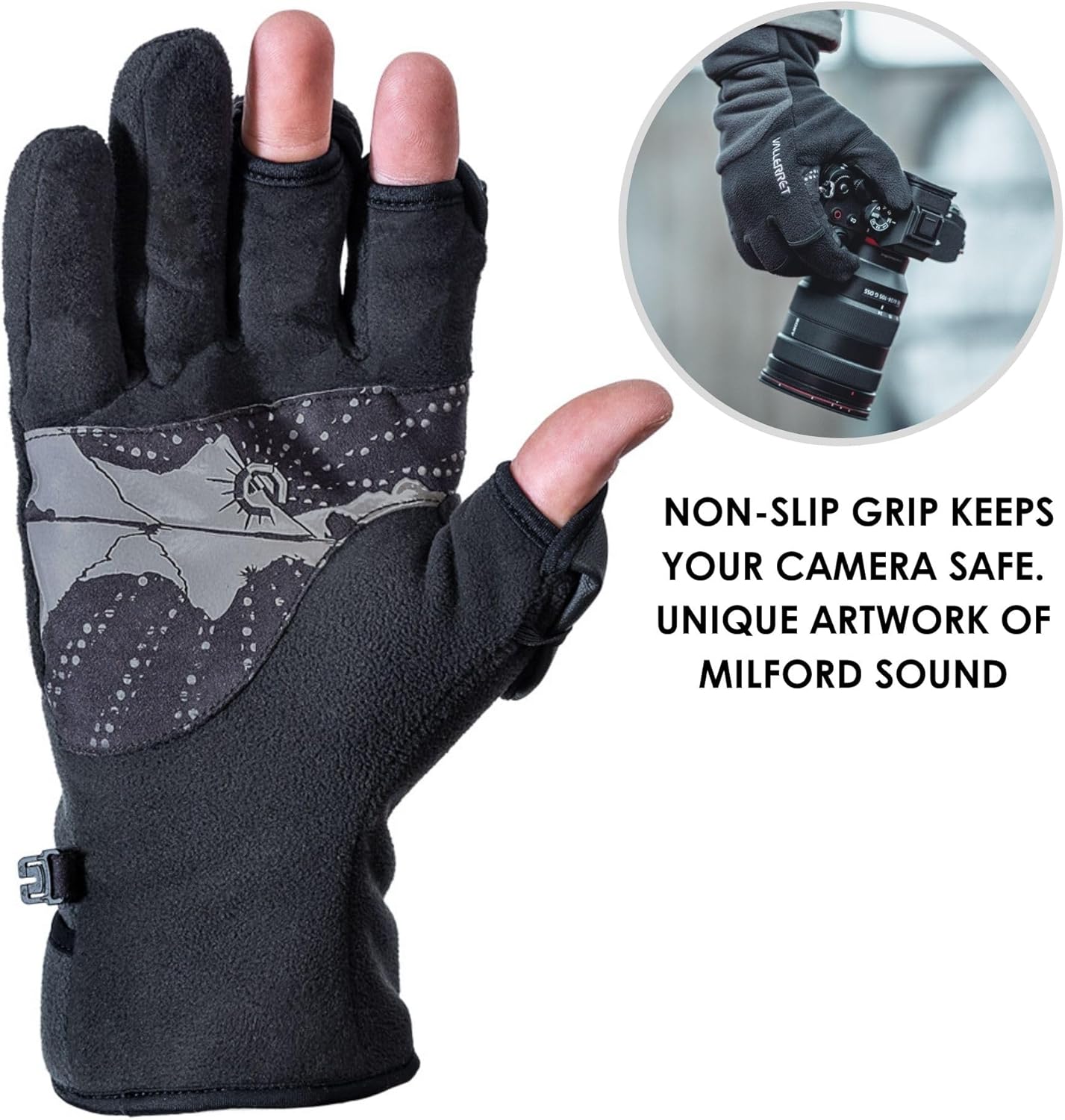 Vallerret Milford Photography Glove, Black/Grey, 2-in-1