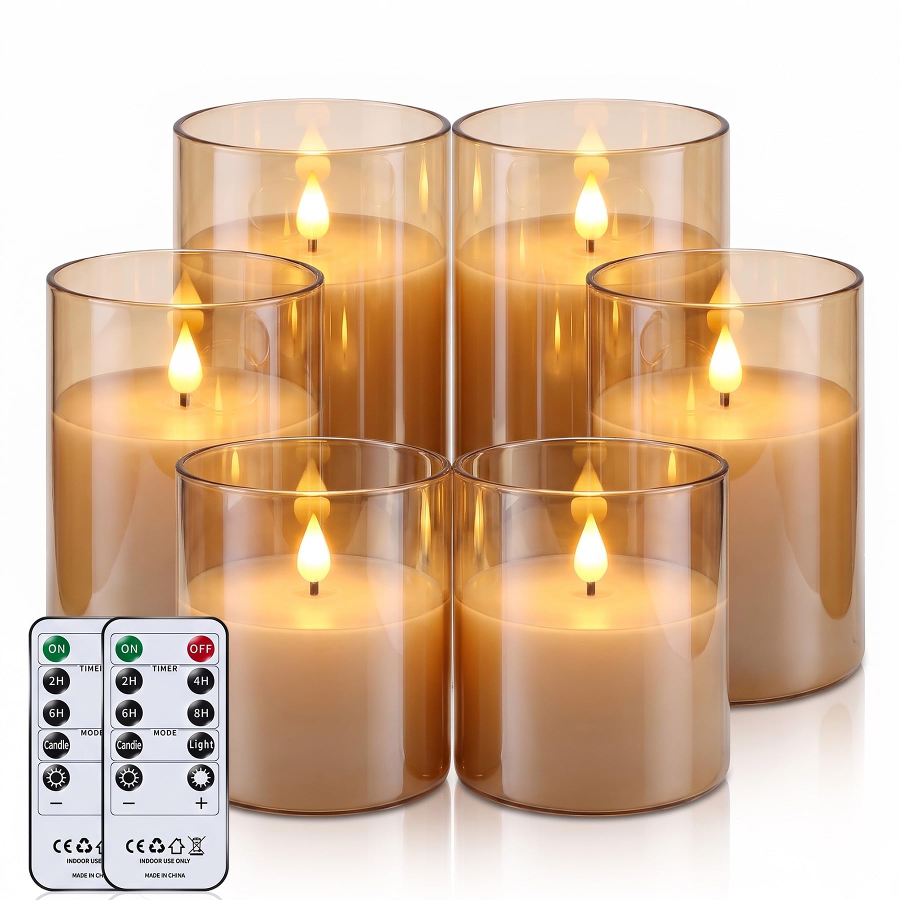 Forever Speed 6 Pezzi Vetro Dorato Candele LED Flameless Candele a Batteria