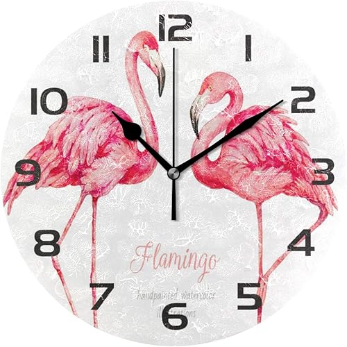 Qilmy Reloj de pared de flamenco sin tictac, arte silencioso, decorativo, redondo, para sala de estar, cocina, dormitorio, oficina, escuela