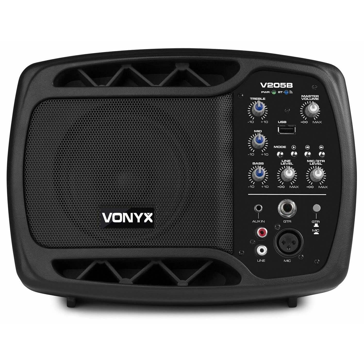 Vonyx V205B Monitorlautsprecher, aktiver Personal Monitor mit Bluetooth, USB, 80 Watt, Kleiner Abhörmonitor, Gitarrenverstärker, mini Monitor, Bühnenmonitor, für Gesang und Musik