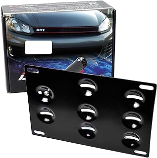 iJDMTOY No Drill Front Bumper Tow Hook License Plate Mounting Bracket Adapter Kit Compatible with Volkswagen MK5 MK6 Golf GTI EOS, Compatible with Audi TT etc