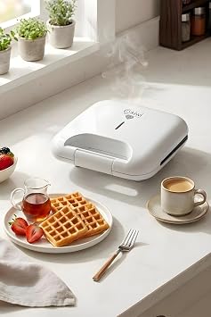 Kiwi Ksm-2405W Waffle Makinesi | Yapışmaz Plaka & Otomatik Kapanma & Dikey Saklama Beyaz