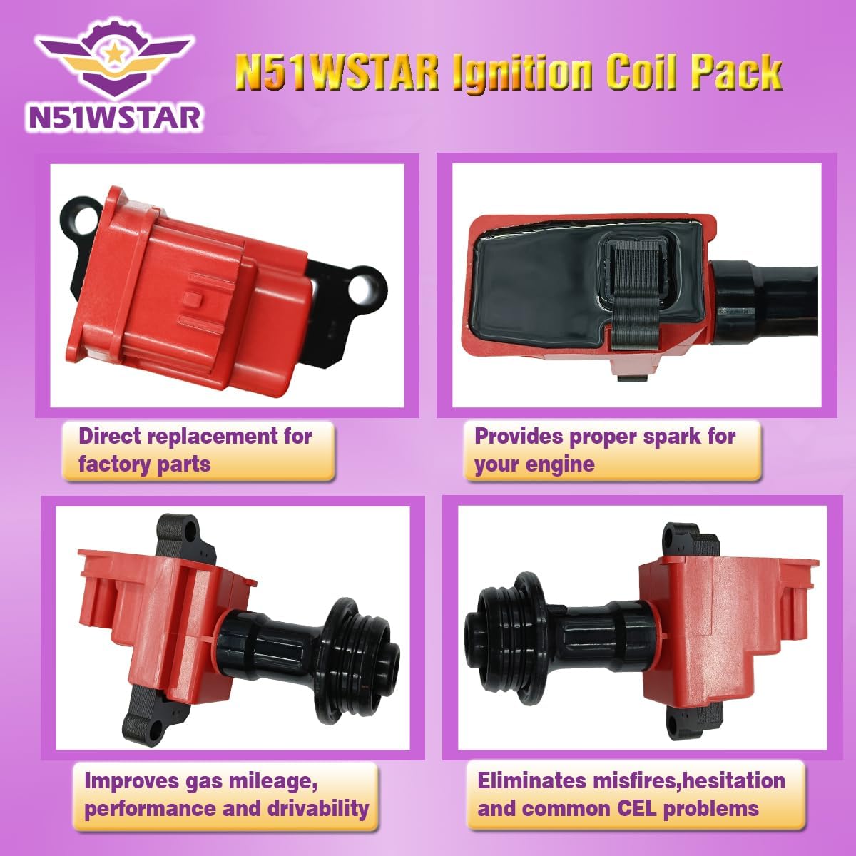 Performance Ignition Coil Pack Set Of 1 Compatible With Nissan SKYLINE R34 GT STAGEA WGC34 CEDRIC GROLIA ENY34 LAUREL HC35 GC35 GNC35 2.5 2.5T RB25DET RB25DE NEO 22448-AA100