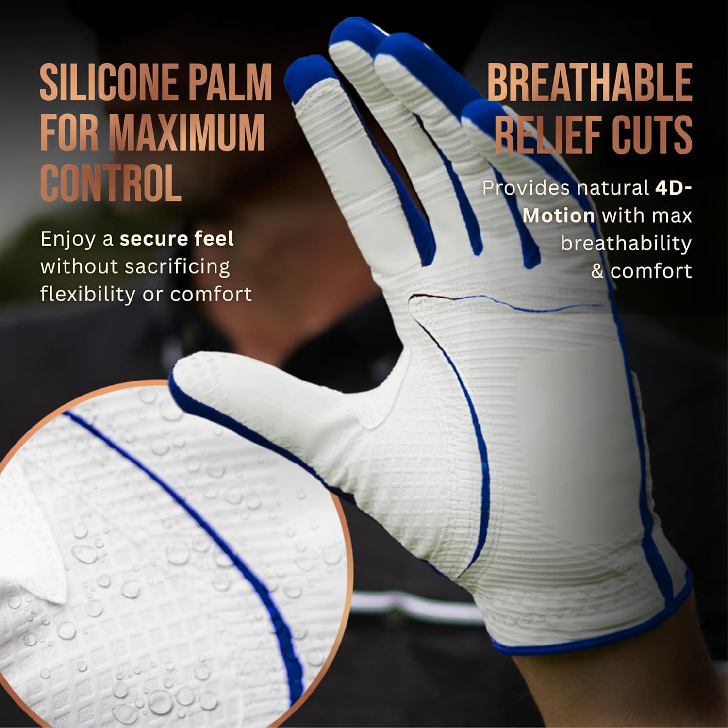 Copper Tech Golf Gloves Men Right Handed Golfer Or Left Handed Golfer (2 Pack)| Copper Compression Joint Support | Flexible & Comfortable Fit with AAA Leather