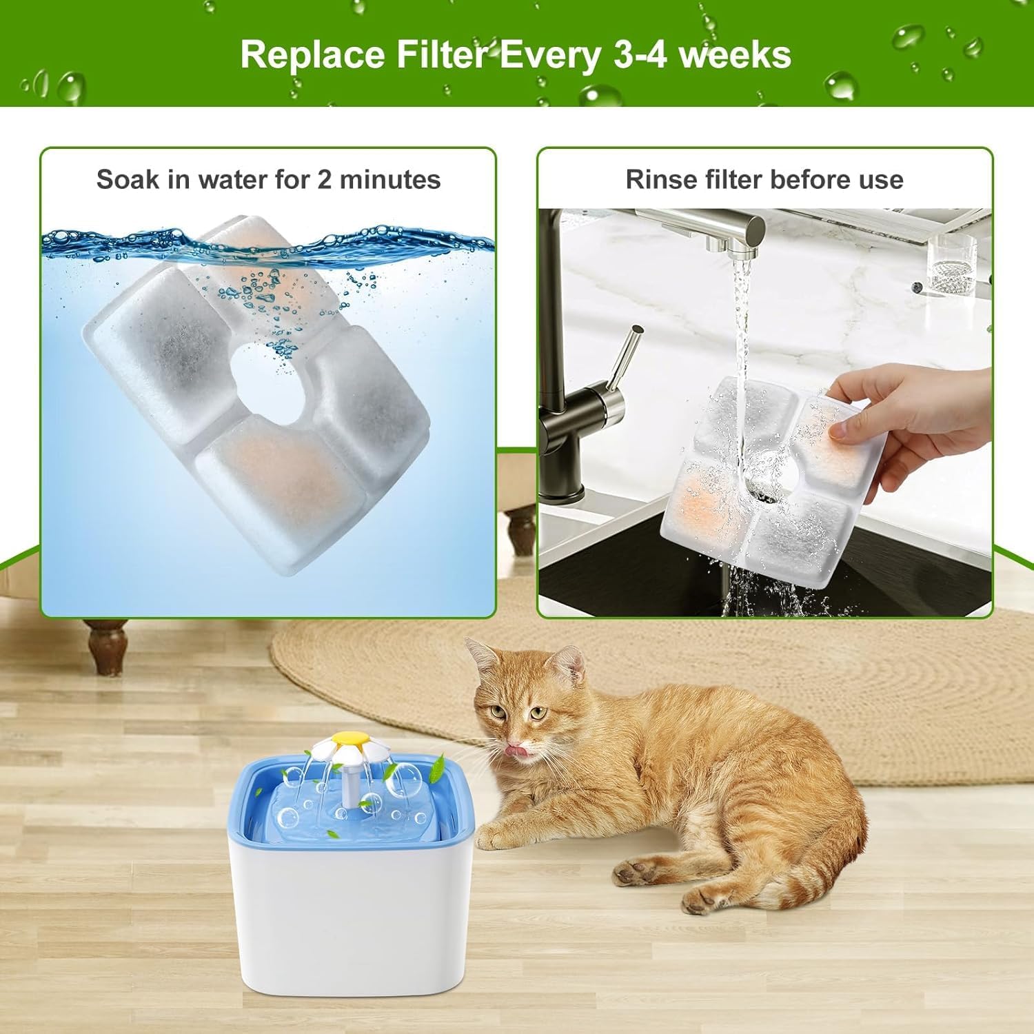 Kit 4 Refil Filtro Quadrado Bebedouro Fonte De Água Pet Cães Gatos Esponjas de pré-filtro de reposição
