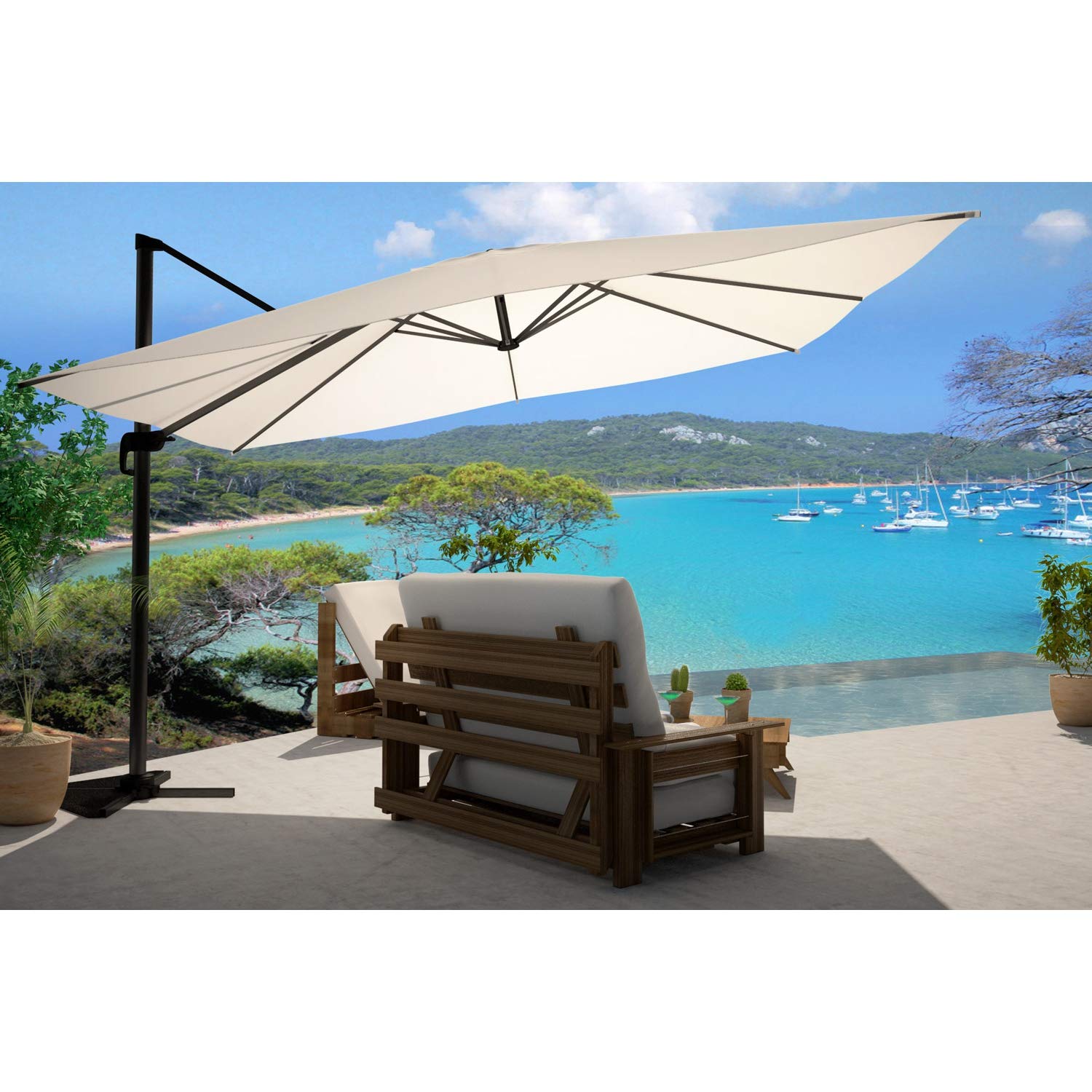 CONCEPT USINE Parasol Déporté Rectangulaire CESARE Écru Alu 3x4 m