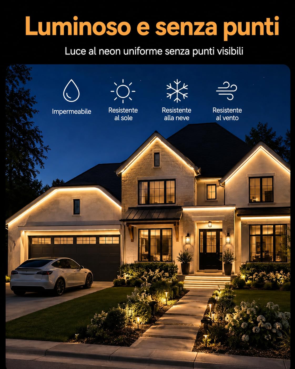 Luci a stringa al neon, 15 m, 3000K, bianco caldo, strisce LED dimmerabili, 24V, flessibili, ritagliabili, impermeabili IP65, per camere da letto, uso interno ed esterno