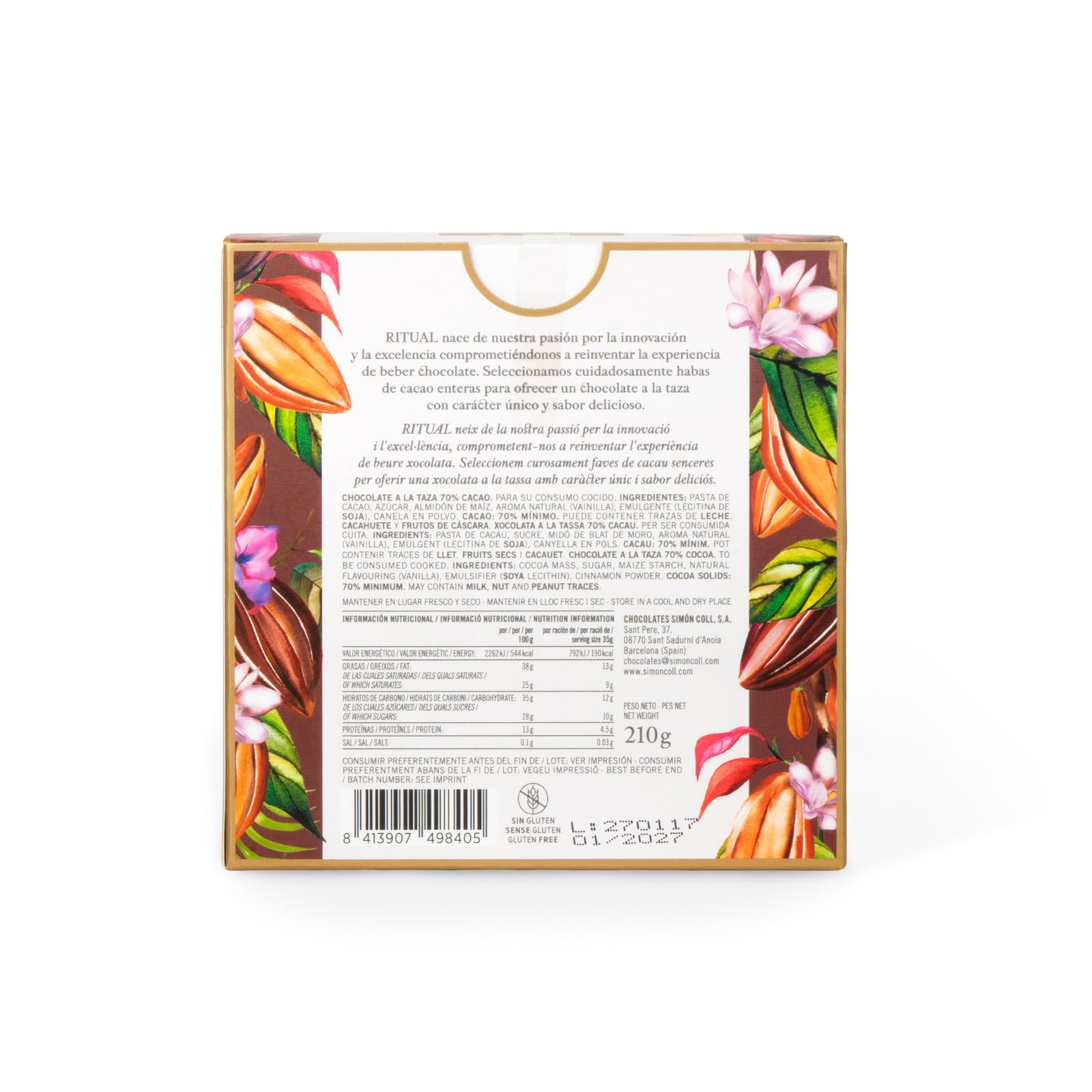 Simón Coll Chocolate a la taza RITUAL 70% 210g