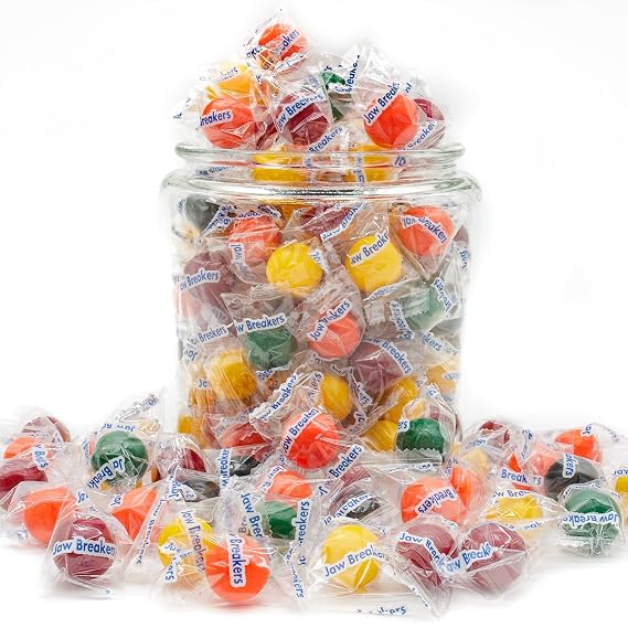 JAWBREAKERS Hard Candy 1 lb 5 Assorted Fruit Flavors, Individually Wrapped, Bulk