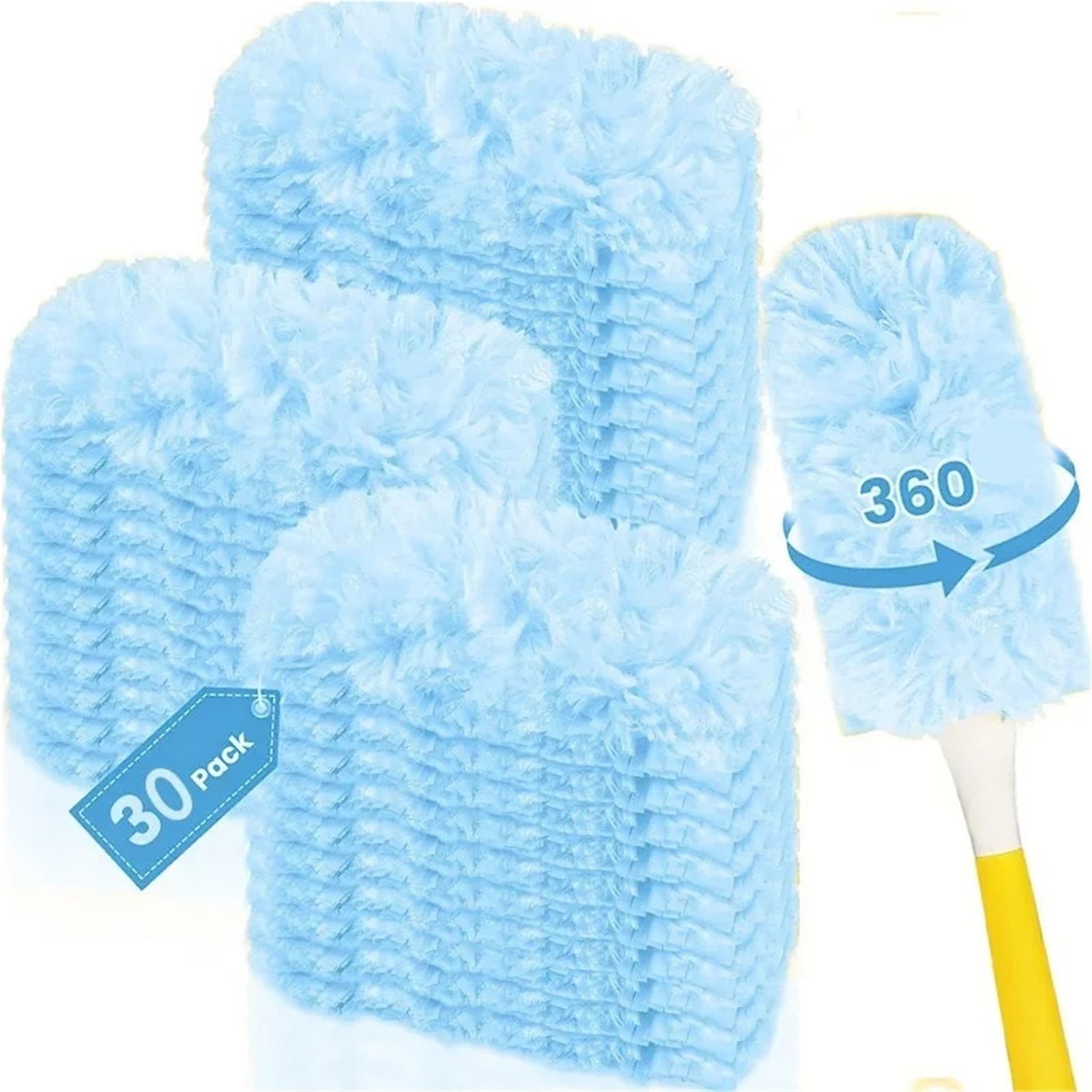 Plumero con Cepillo electrostático de Doble Cara for recargas Polvo Limpieza telaraña múltiples escenarios para Limpiar El Polvo(1 Handle 30PCS)