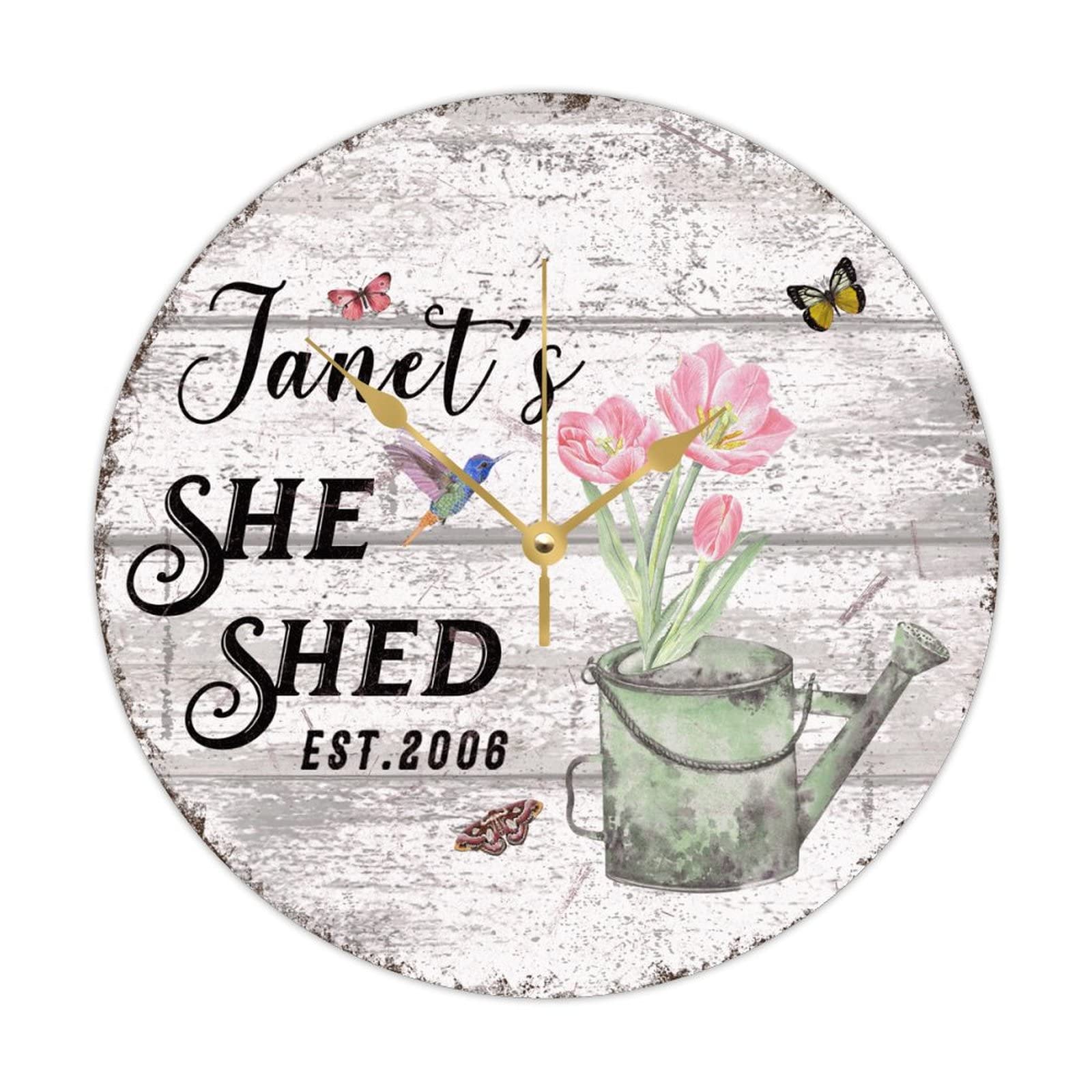 Horloge murale personnalisée cuisine et salon motif floral She Shed