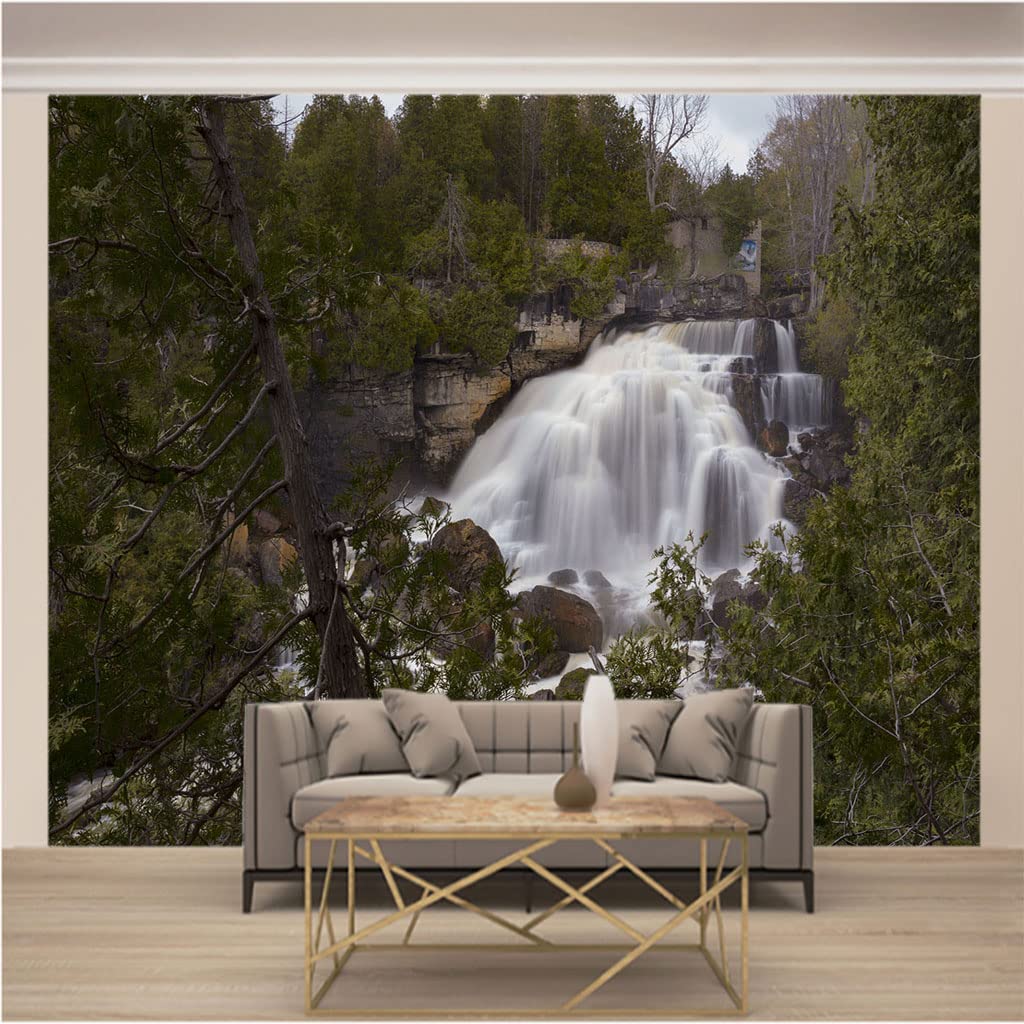 Cascade panoramique pour salon grand format papier peint intissé 3D effet nature sauvage