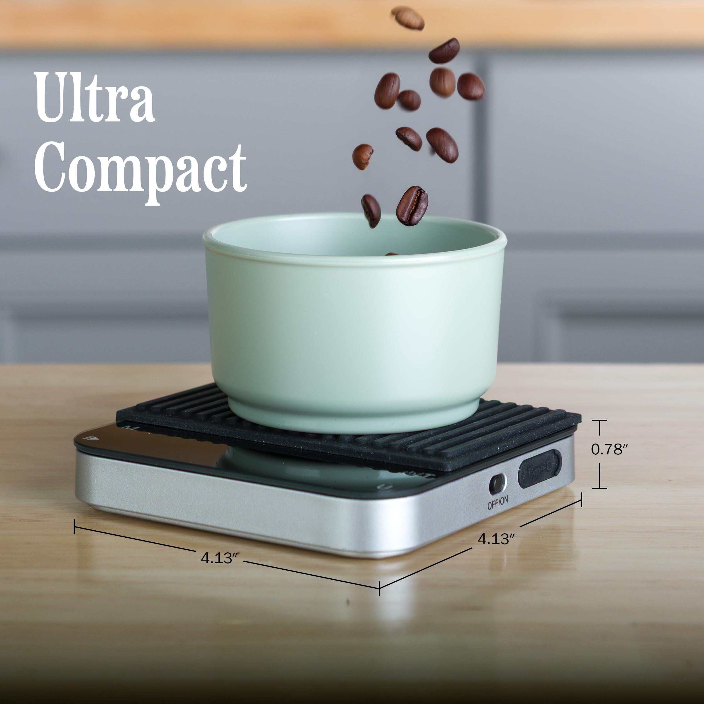 Classic Cuisine Mini balance à café avec minuterie – Balance à expresso rechargeable avec précision de 2 kg/0,1 g pour expresso et café versé – Gadgets de cuisine portables par Classic Cuisine (noir)
