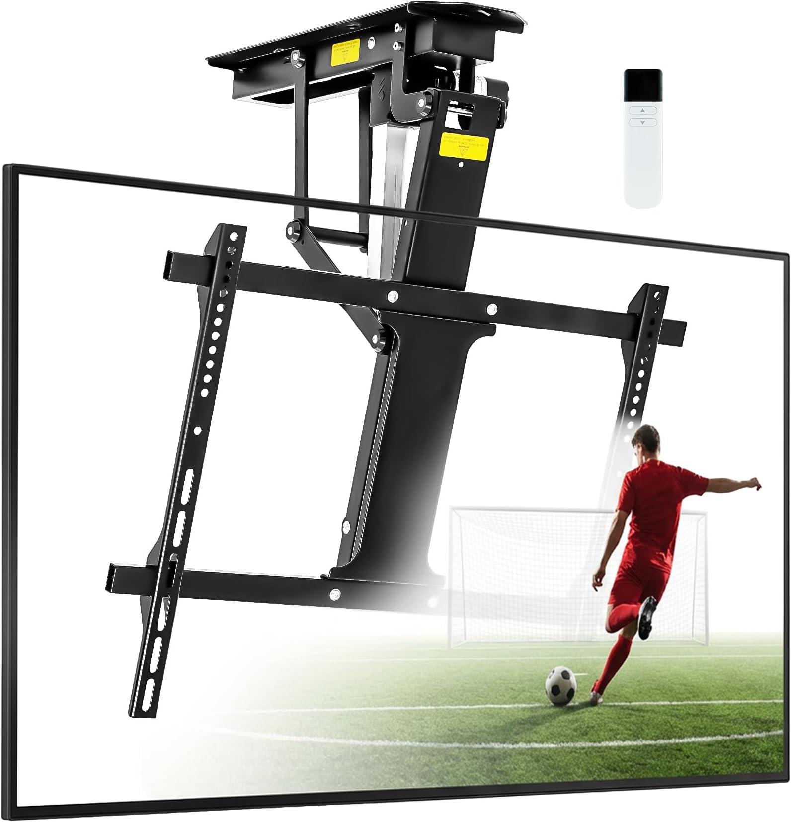 TOPSKY Electric Ceiling TV Mount with Remote, Motorized Drop Down TV Ceiling Mount for 32–70 Inch Flat & Curved TVs, Up to 88 lbs, VESA 600x400, Fits Flat & Pitched Ceilings, Black