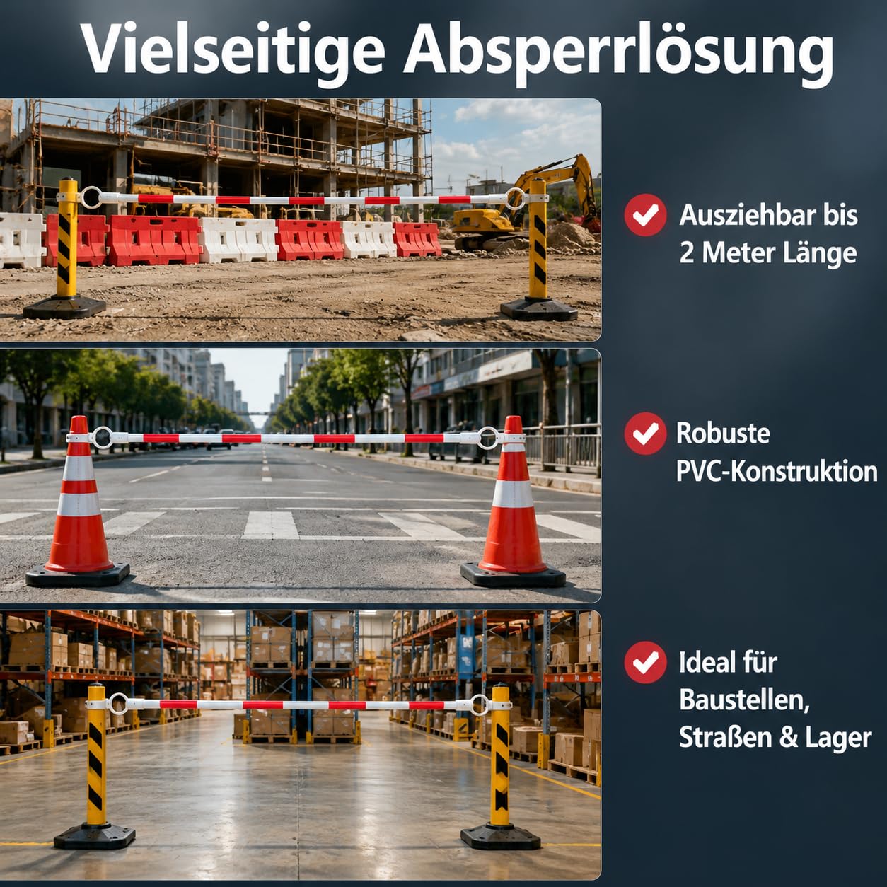 Cono de tráfico de Goma, Cono para señalización Vial con asa, Alta Visibilidad, para dviar tráfico, Barra de conexión Extensible d