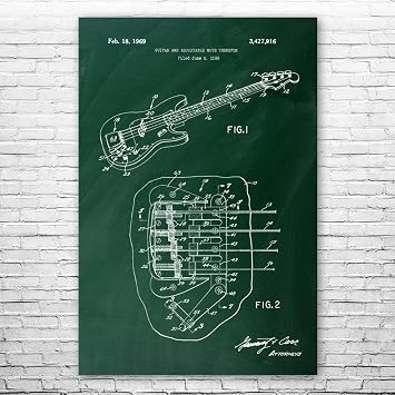 Bass Guitar Patent Print Poster 8x10 Gifts For Men, Guitar Art, Guitar Player Gifts, Music Wall Art, Teacher Gifts, Classroom Decor