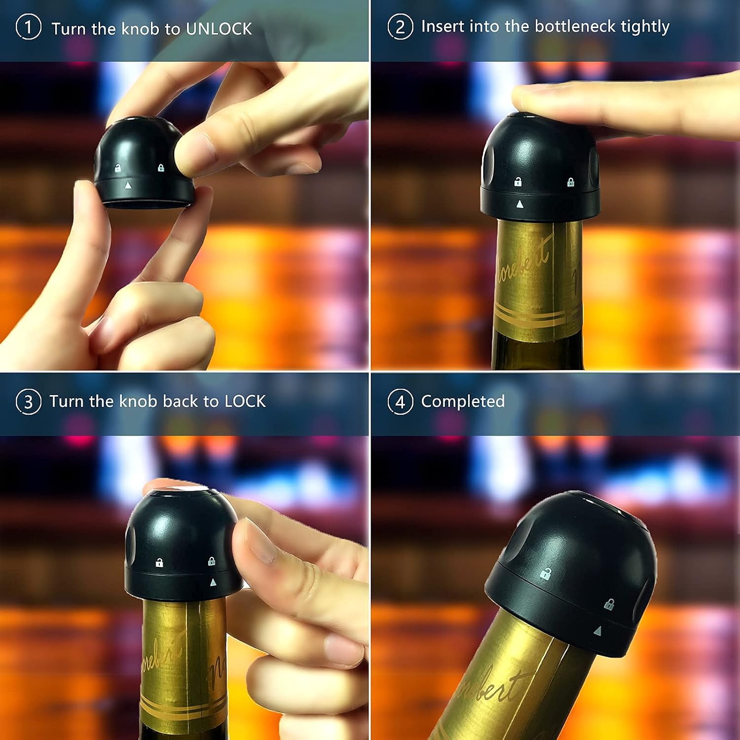 2 Tapones De Vacío Para Botella Compatibles Con Fresh Lock Y Vacupack Plus: Mantén Vino Y Aceite Frescos