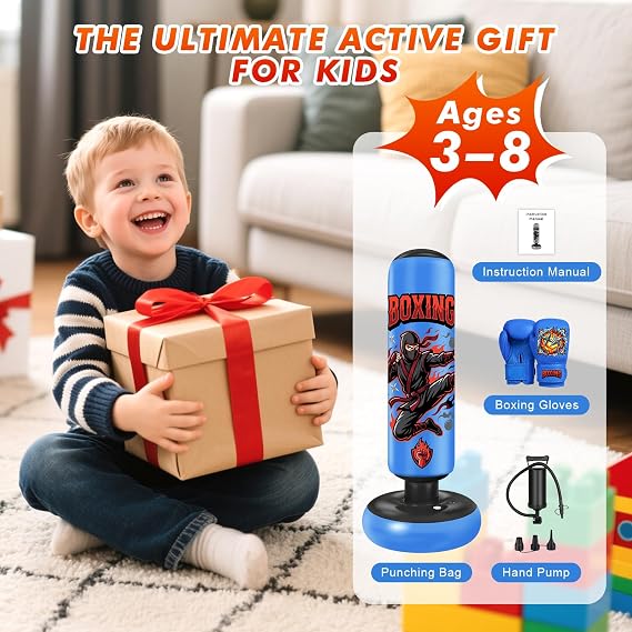 Punching Bag for Kids 130/150/165cm Inflatable Standing Boxing Bag