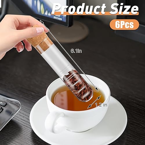 Miniatura 2 de Infusor de té de vidrio, coladores de vidrio con tapa de corcho, difusor de vidrio reutilizable para té y té sueltos, colador de té transparente