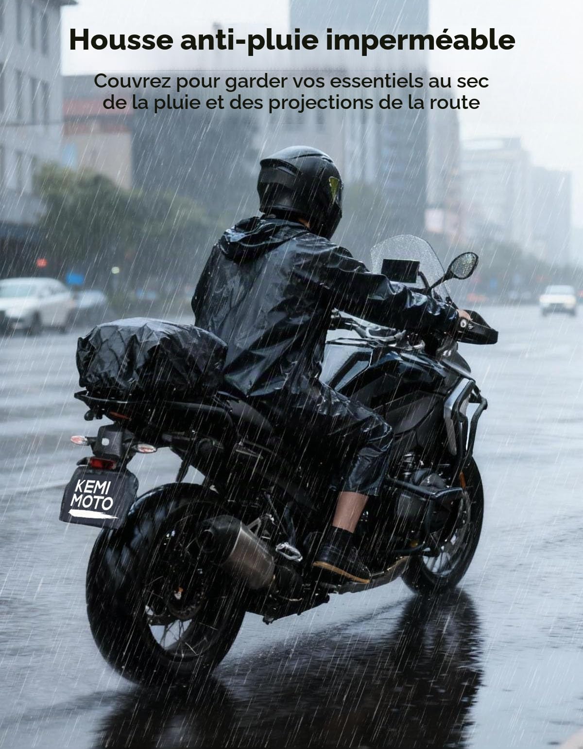 KEMIMOTO Sac de Selle de Moto, 22L-34L Sac Arrière à Double Usage avec 10 L Sacoche Isotherme, Sacoche à Casque Extensible pour la Plupart des Moto