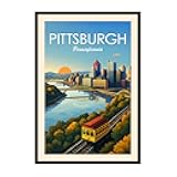 Pittsburgh Travel Posters - Vintage American City Wall Art, Unframed Pennsylvania Print for Home or Office Decor, Aesthetic Travel Gift 11x14 12x18 24x36 Inch