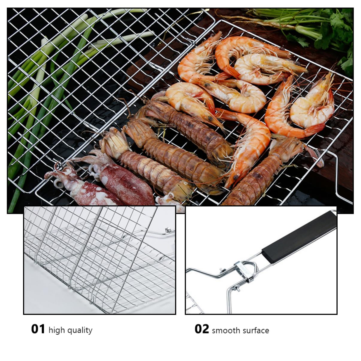 SUPVOX Bbq Baskets for Grilling Barbecue Grilling Basket Grill Mesh Easy to Clean Heat Resistant Handle