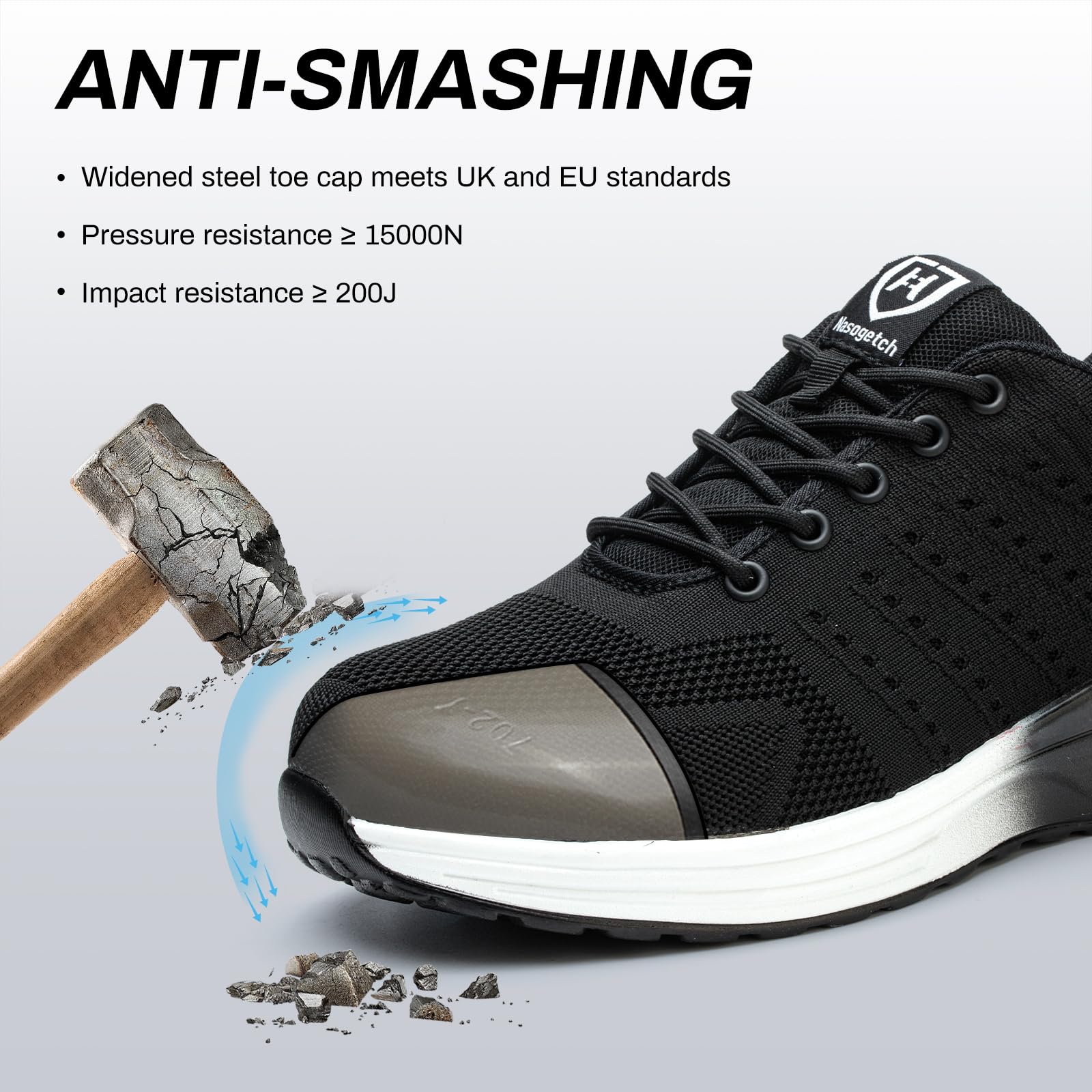 Hitopteu Scarpe Antinfortunistiche Uomo Donna Leggere Estive Scarpe da Lavoro con Punta in Acciaio Traspiranti Scarpe Sicurezza Sportive Antiscivolo