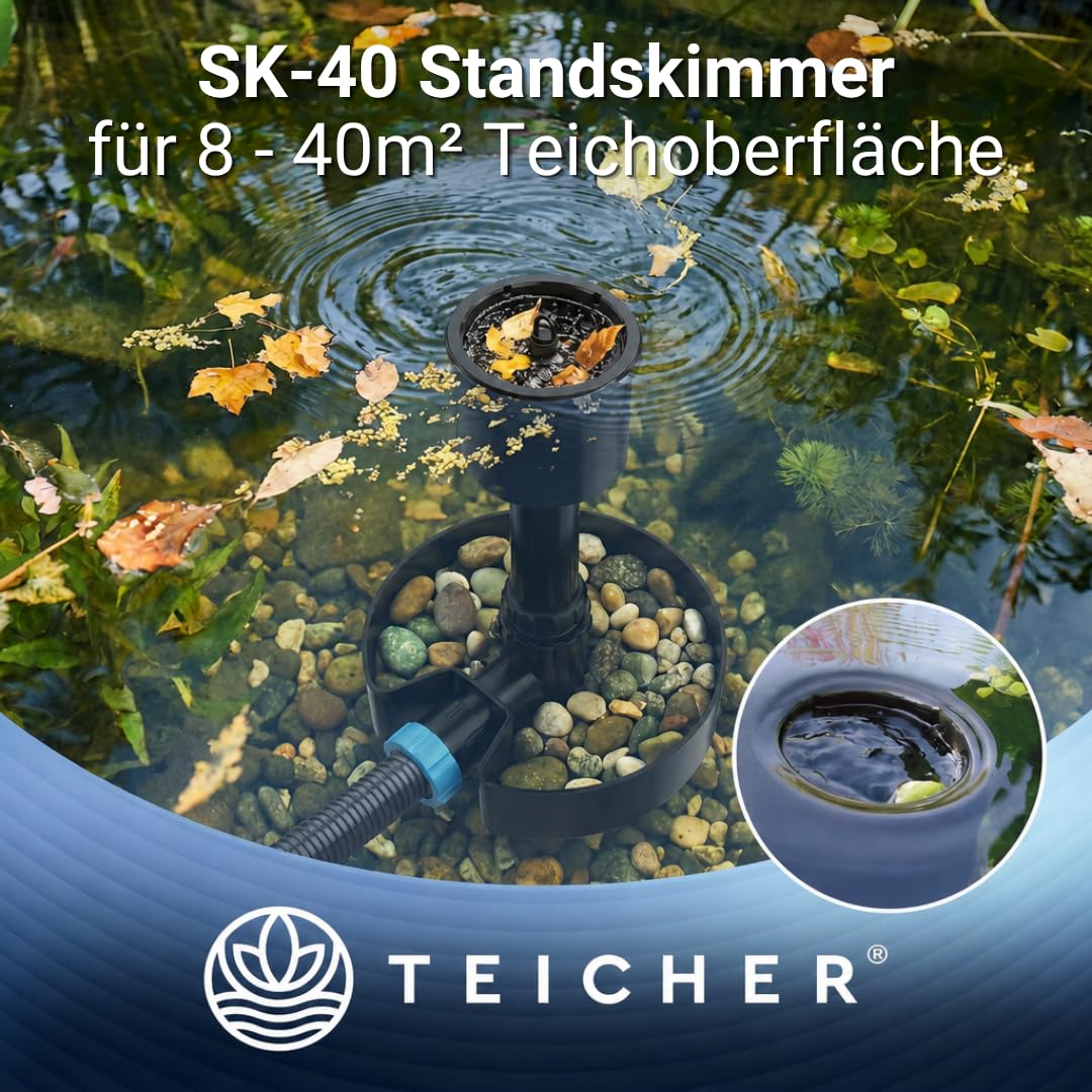 Teicher SK-40 Stand Skimmer Teich Teichskimmer Oberflächenskimmer – saubere Wasseroberfläche | Skimmer Teich