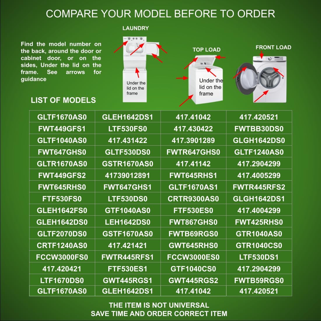 134051100, 134740800, 137151900 CKD151900X compatible with Crosley, Electrolux, Frigidaire, Gibson, Kenmore, White Westinghouse Washer Drain Pump fits old model number 134051100